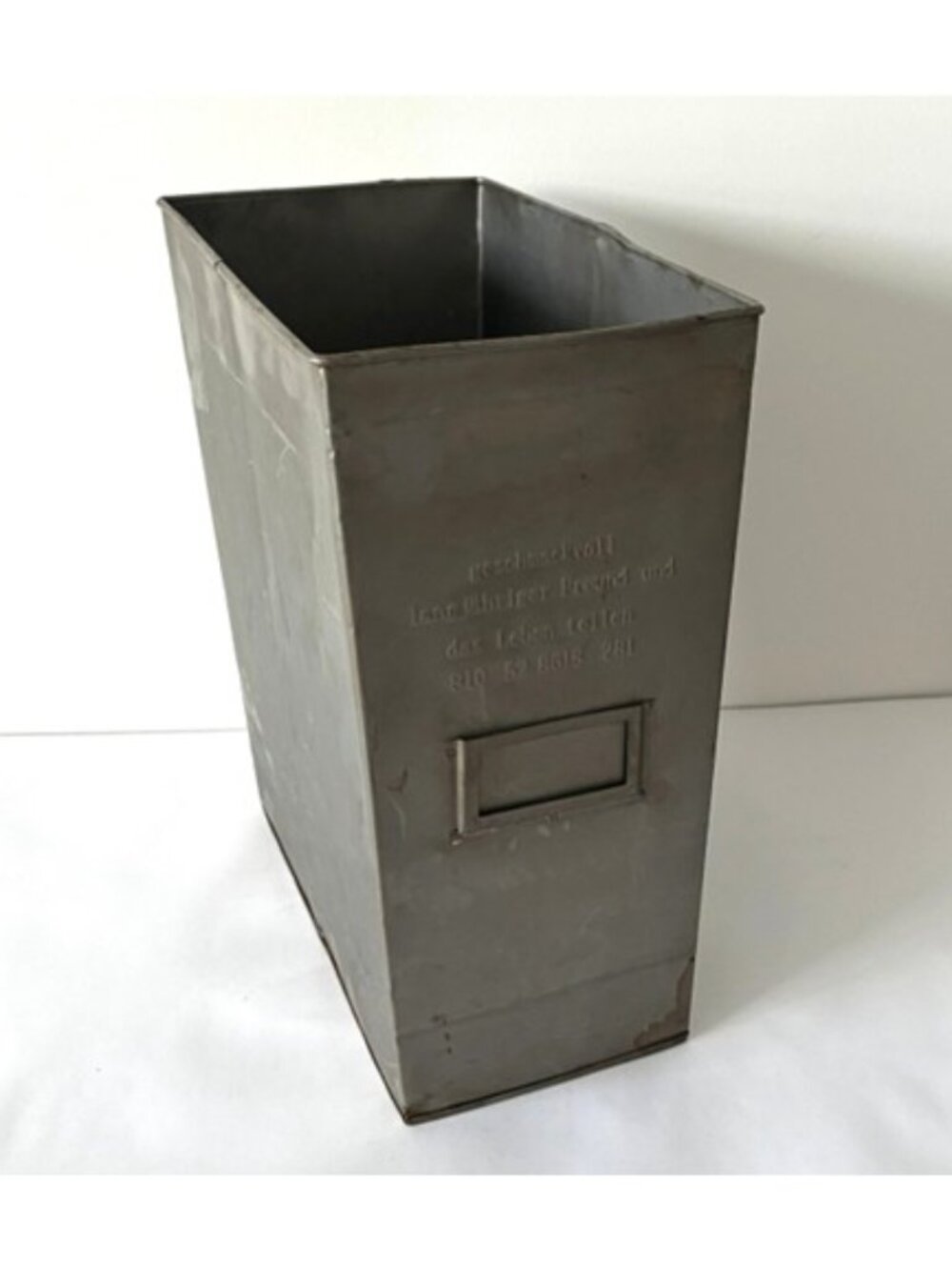 Industrial Metal Trash Can Wastebasket Distressed Gray